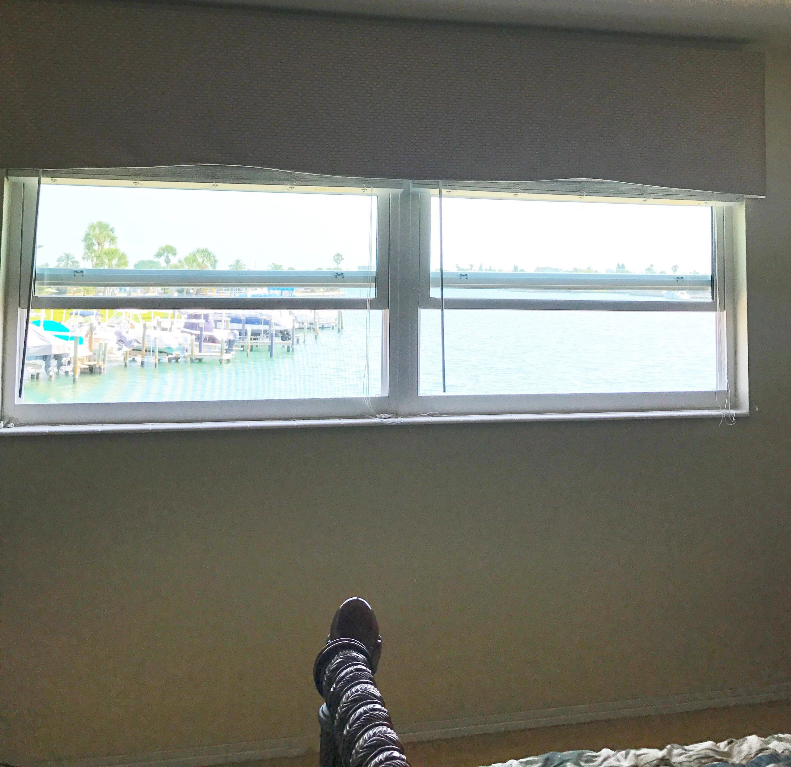 View from inside the condo looking out through the balcony