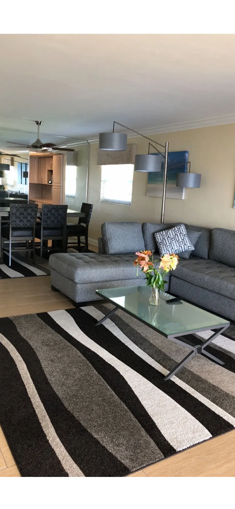 Open-concept living and dining area