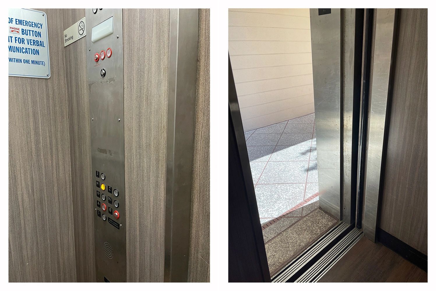 Elevator interior and control panels