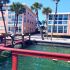 Colorful waterfront scene with boats